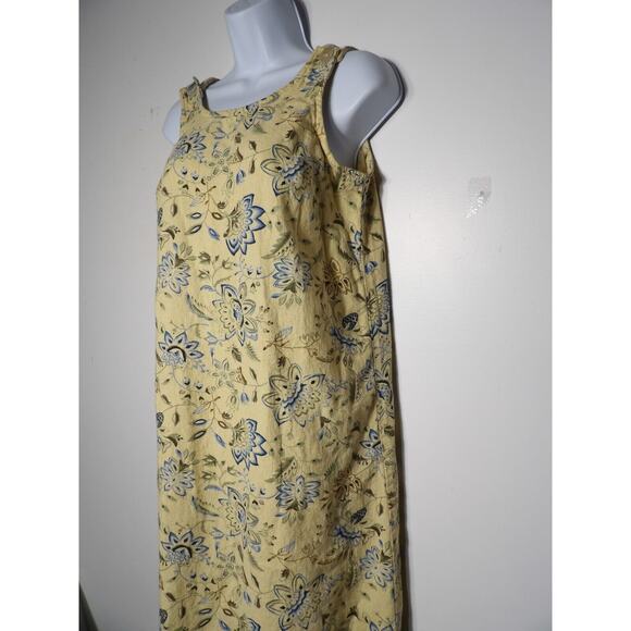 Vintage Requirements Linen Midi Dress Medium Yellow Floral Cottage Core Fairy Y2 - Picture 10 of 13